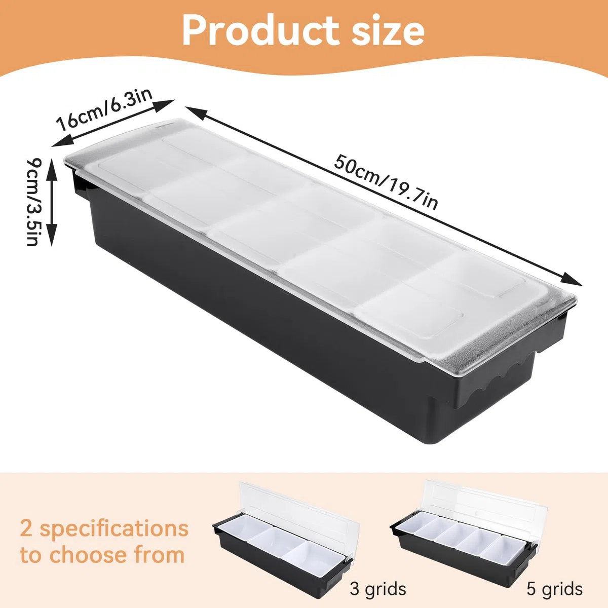 Cesta Para Frutas Con Tapa, Bandeja Dispensadora De Plástico Con Compartimentos Para Decorar Barras, Dispensador De Alimentos Y Condimentos Para Servir Tacos/Helados/Fruta/Ensaladas (5 Compartimentos)
