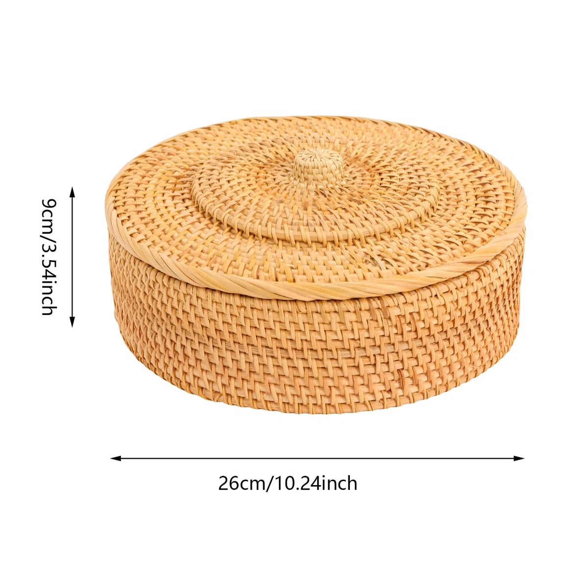 Calentador de tortilla, cesta de tortilla, caja de almacenamiento tejida con tapa, soporte de tortilla de ratán para panqueques, pan taco, organizador de escritorio (26 x 9 cm)