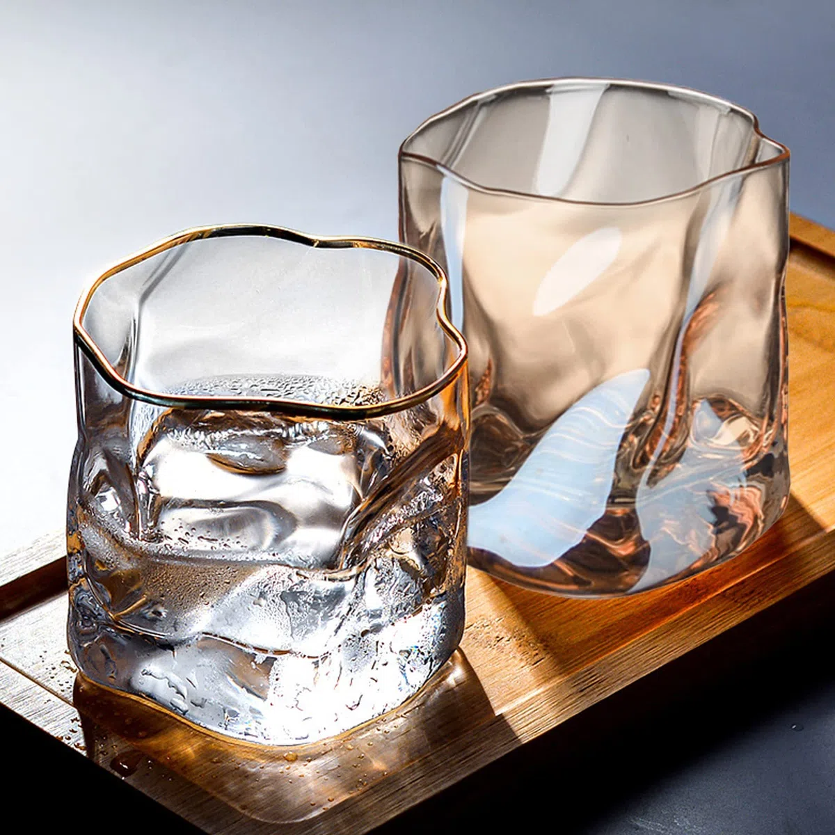 Juego de 2 vasos de whisky Bourbon de 280 ml, vidrio doble antiguo, cristal de whisky de cristal, vaso de ron adecuado para el hogar, bares, restaurantes y hoteles