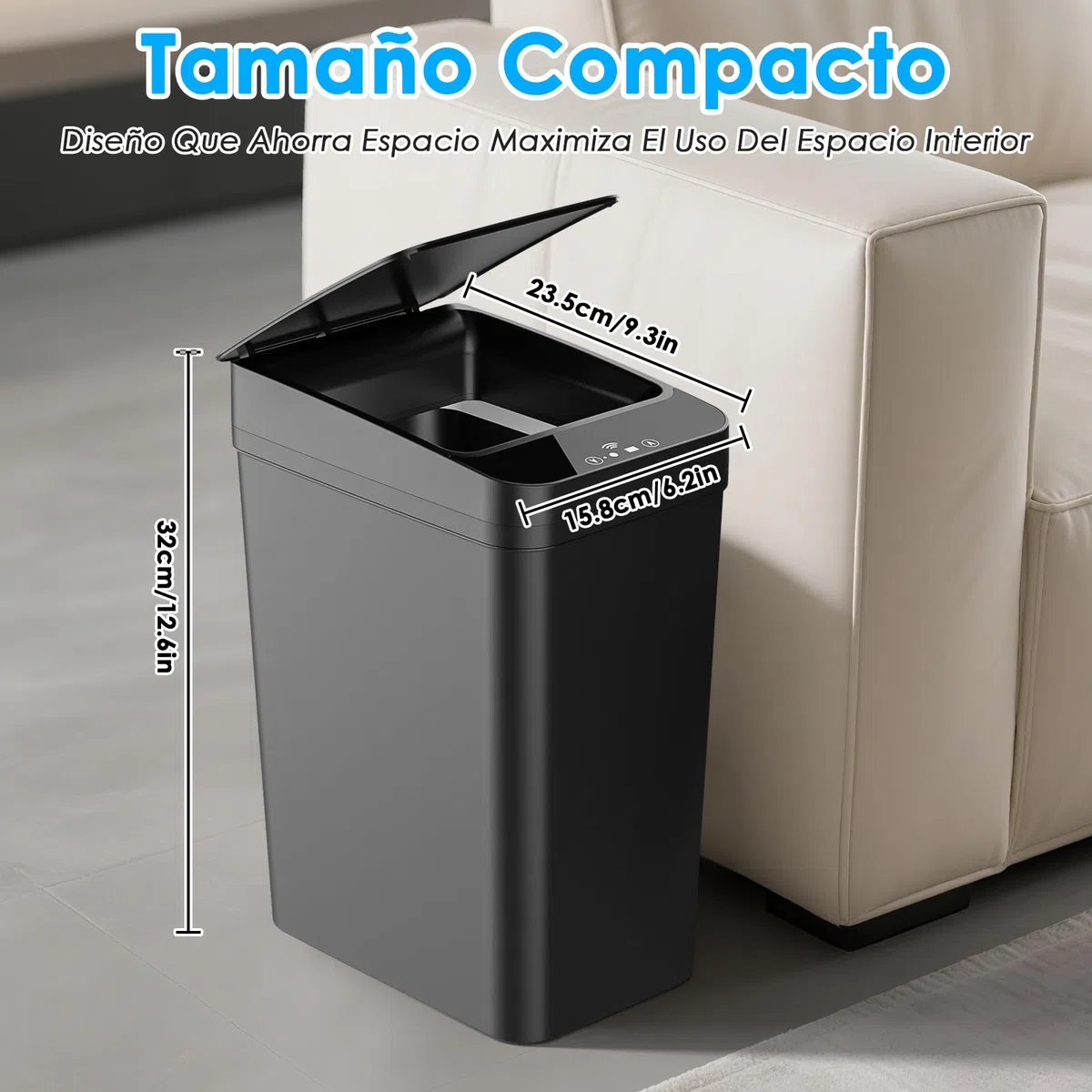 2 Papelera Baño Pequeña, Scubo de Basura con Sensor Inteligente de 12L, 3 modos de funcionamiento, Cubo Basura Automatico Silencioso e Impermeable, para Cocina, Oficina, Sala de Estar
