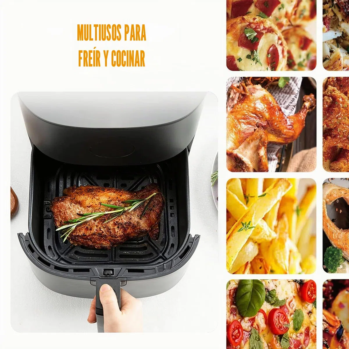Bandeja para Freidora de Aire COSORI 4,7L CAF-L501, Rejilla de Repuesto Antiadherente 21x21 cm, Placa de Asado con Parachoques de Goma, Accesorios para Air Fryer, Apta para Lavavajillas
