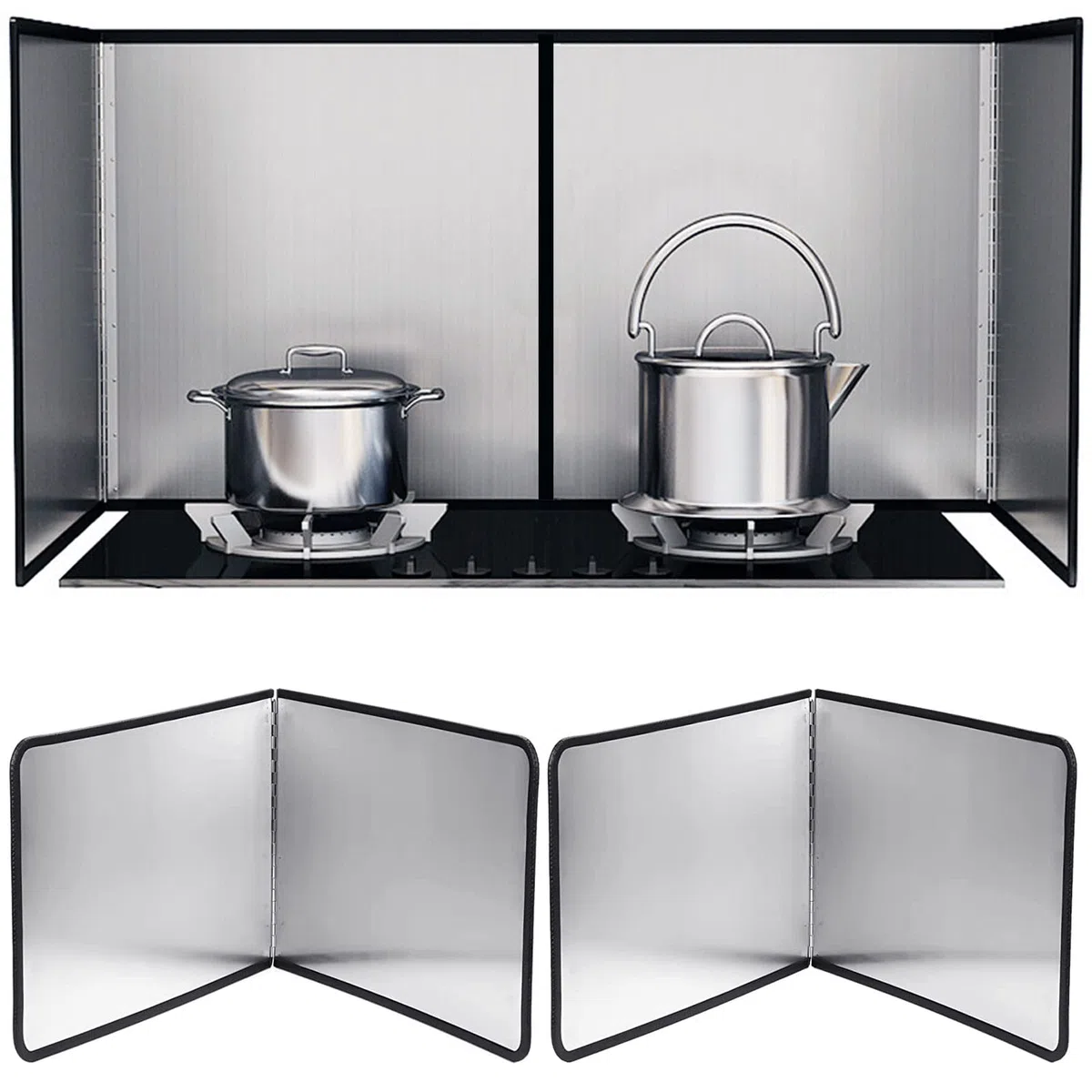 TiciKim Protector Salpicaduras Cocina Protectora de Cocina Plegable, Protector contra Salpicaduras Antiadherente de 2 Lados Plegabl Protector de Aceite Estufa de Gas - 40 x 30 cm - Paquete de 2