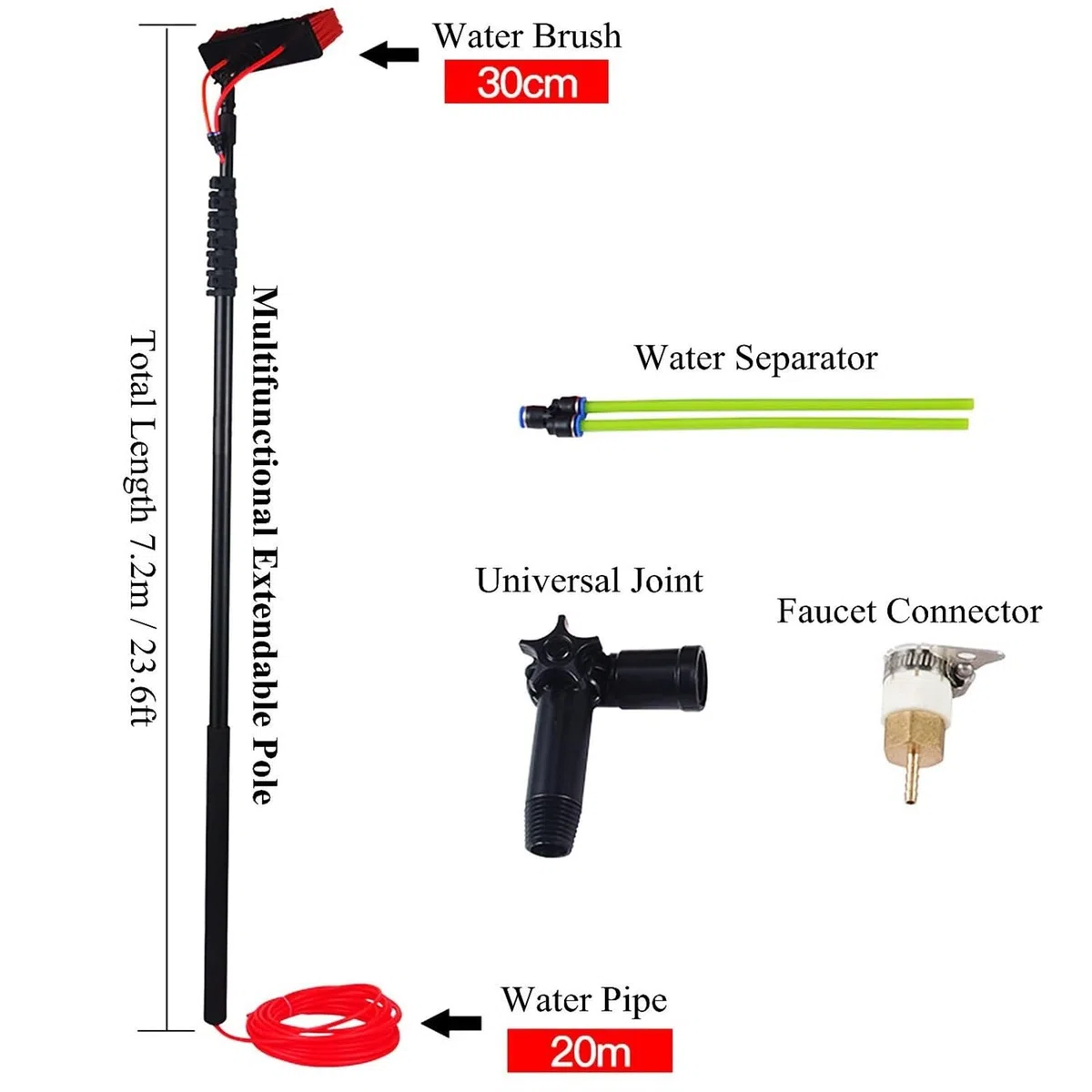 Exble - Kit de cepillo de limpieza de paredes y azulejos para piscinas: herramientas de limpieza al aire libre para techos, suelos y paneles solares, perfecto para mantenimiento y brillo