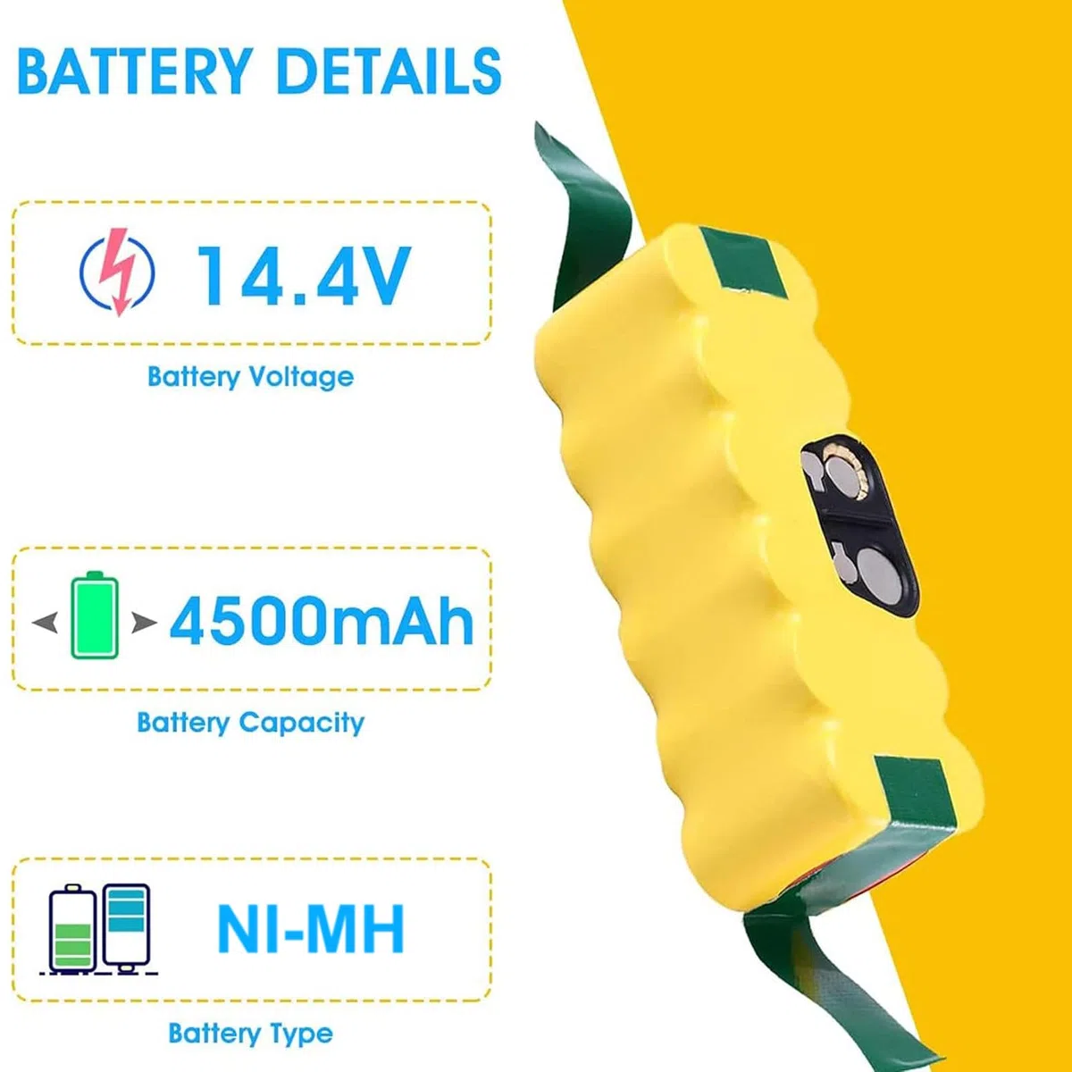 Dosctt 14.4V 4500mAh Ni-MH Aspiradoras de Repuesto Batería para iRobot Roomba 500 600 700 800 Series 530 531 532 535 536 540 550 552 560 570 580 595 620 650 660 760 770 780 790 870