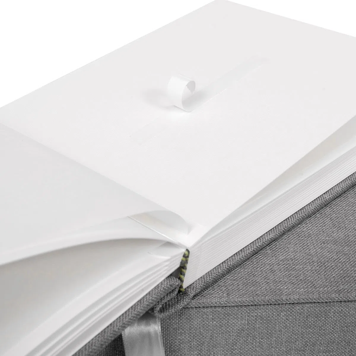 Álbum de fotos de 20 x 15 cm con funda de tela gris, 25 x 20 cm, caja con álbum