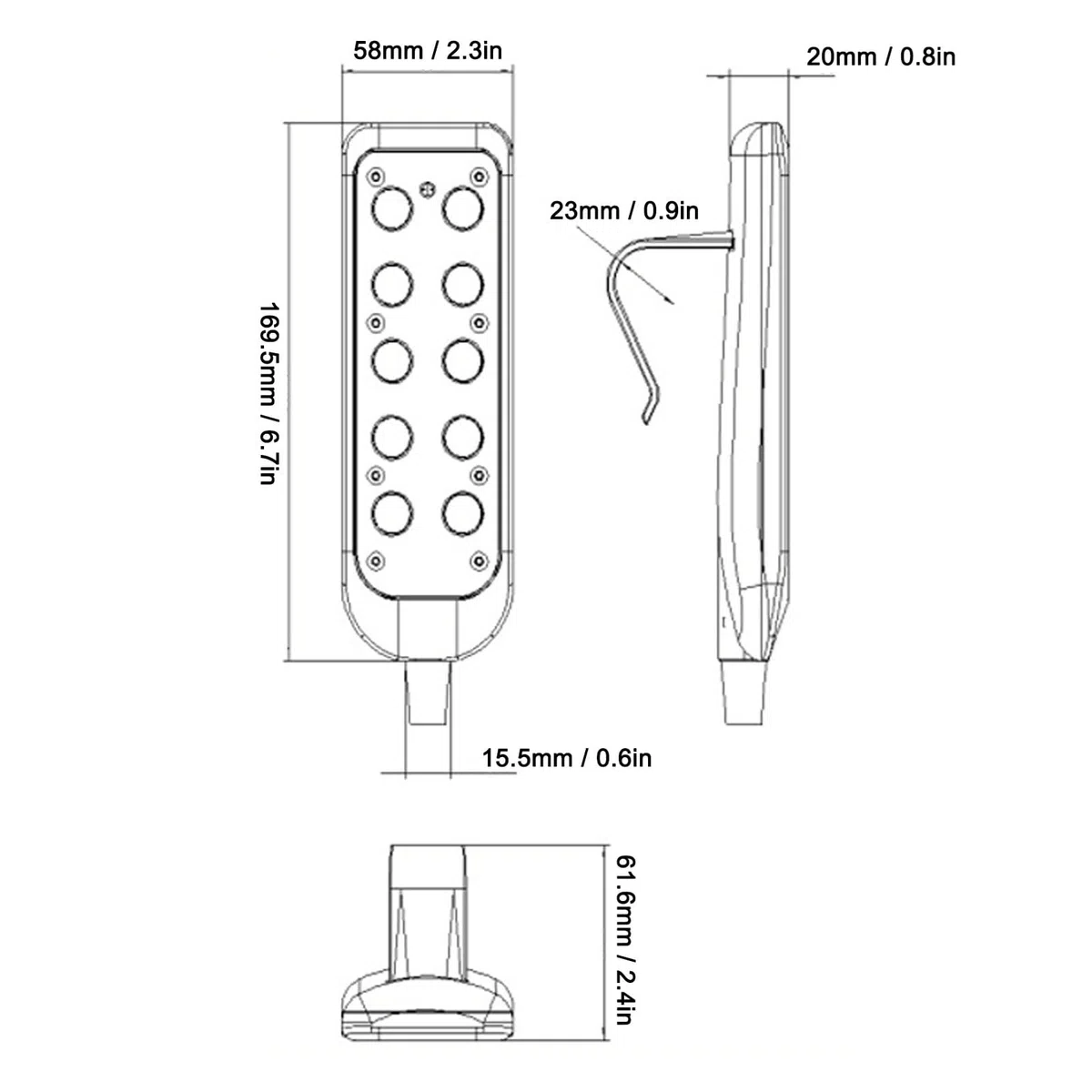 Fdit Controlador de Cama Elevadora, Cable Manual, Regulador de Mano, Cama Ip66, Empuje para Sillas Elevadoras de PVC de 8 Pines