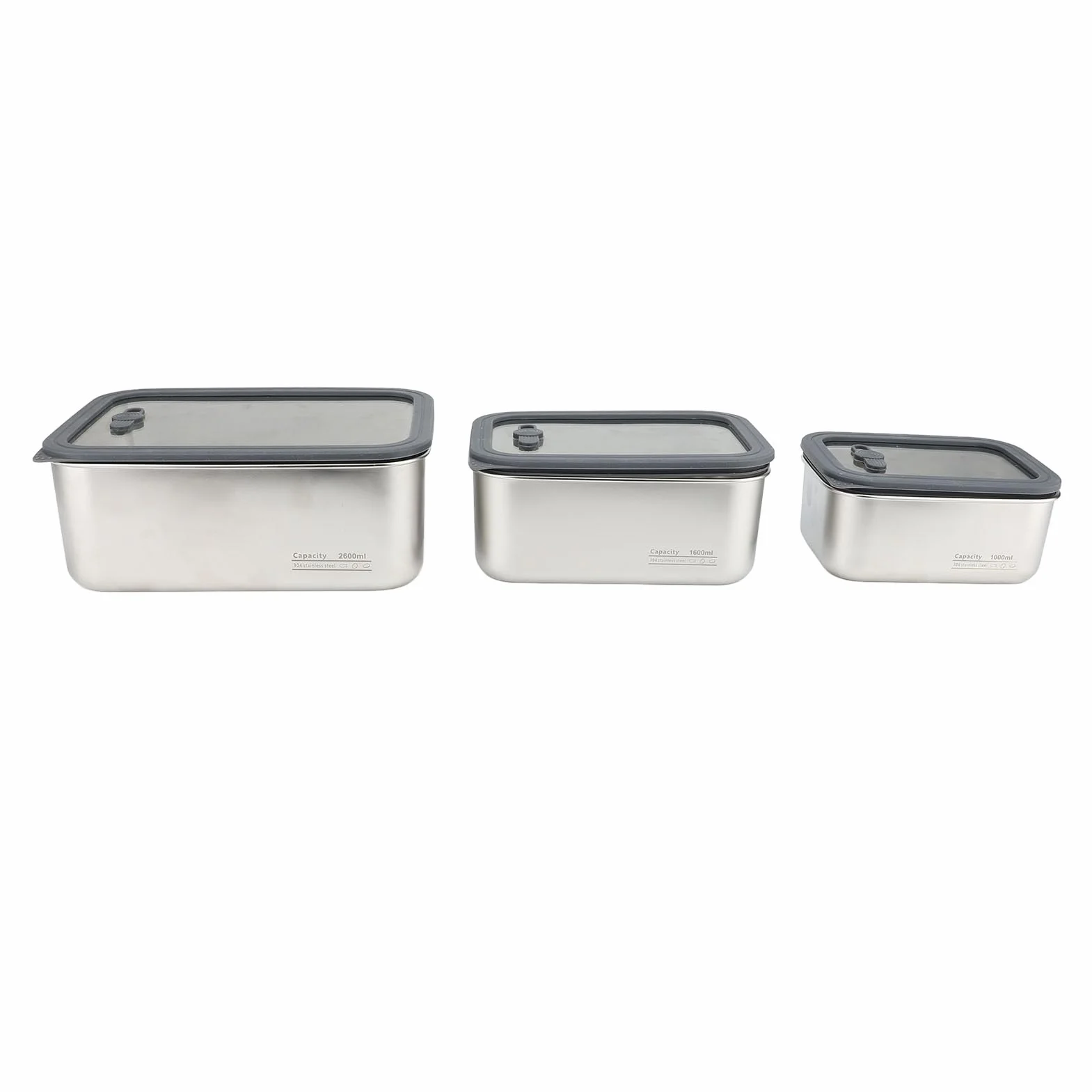 RiToEasysports Juego de Contenedores de Almacenamiento de Alimentos de Acero Inoxidable 304, Lonchera con Tapa de Vidrio Hermética, 3 Recipientes de Preparación de Alimentos para Refrigerador,
