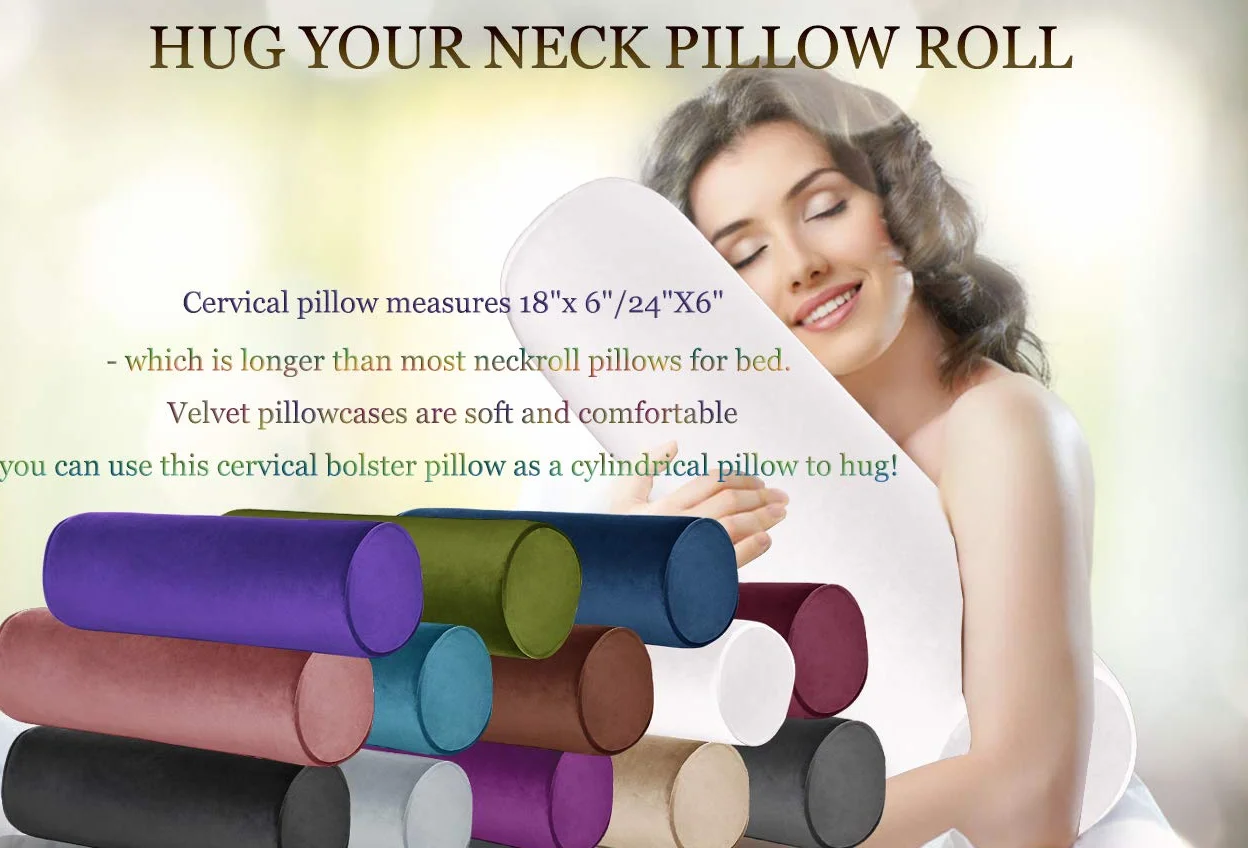 Tinbolunce Almohada enrollable de espuma viscoelástica para rodilla/pierna/cuello, cojín de luna llena/almohada cilíndrica redonda para dormir de lado o de espalda, funda de refrigeración extraíble,