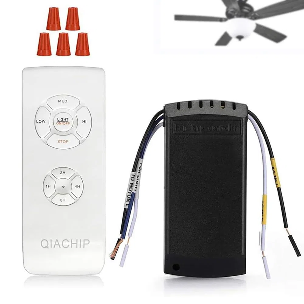 QIACHIP Mando a distancia para ventilador de techo con 3 velocidades, control de luz y 4 temporizadores para lámpara de ventilador de techo 220V 230V Para Hogar Oficina Dormitorio