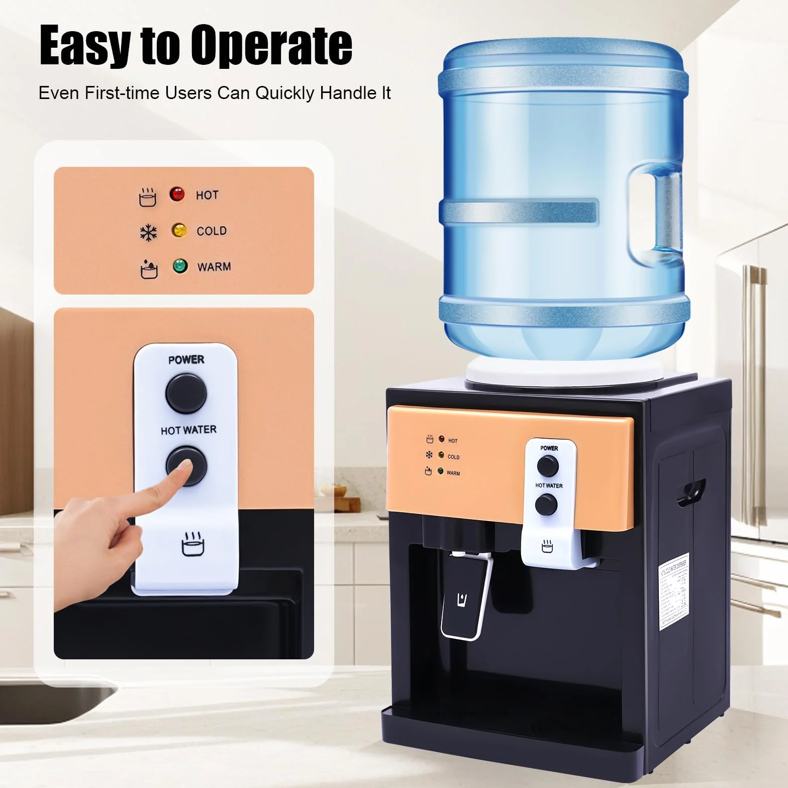 Dispensador de Agua Eléctrico, Dispensador de Agua Caliente y Fría, para Cubos de 3.5 a 18.9 L, 550 W, Calentamiento Rápido, para Oficina, Mesitas de Noche, Mesas de Café