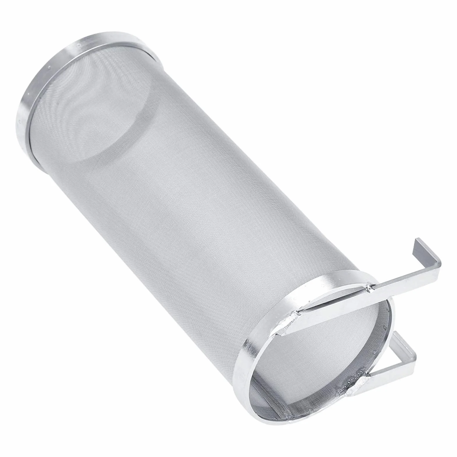 Filtro de elaboración de Cerveza, Acero Inoxidable de 300 micras, colador de lúpulo de Cerveza casero con Gancho para Equipo de Barril de hervidor de elaboración (10 * 25,5 cm)