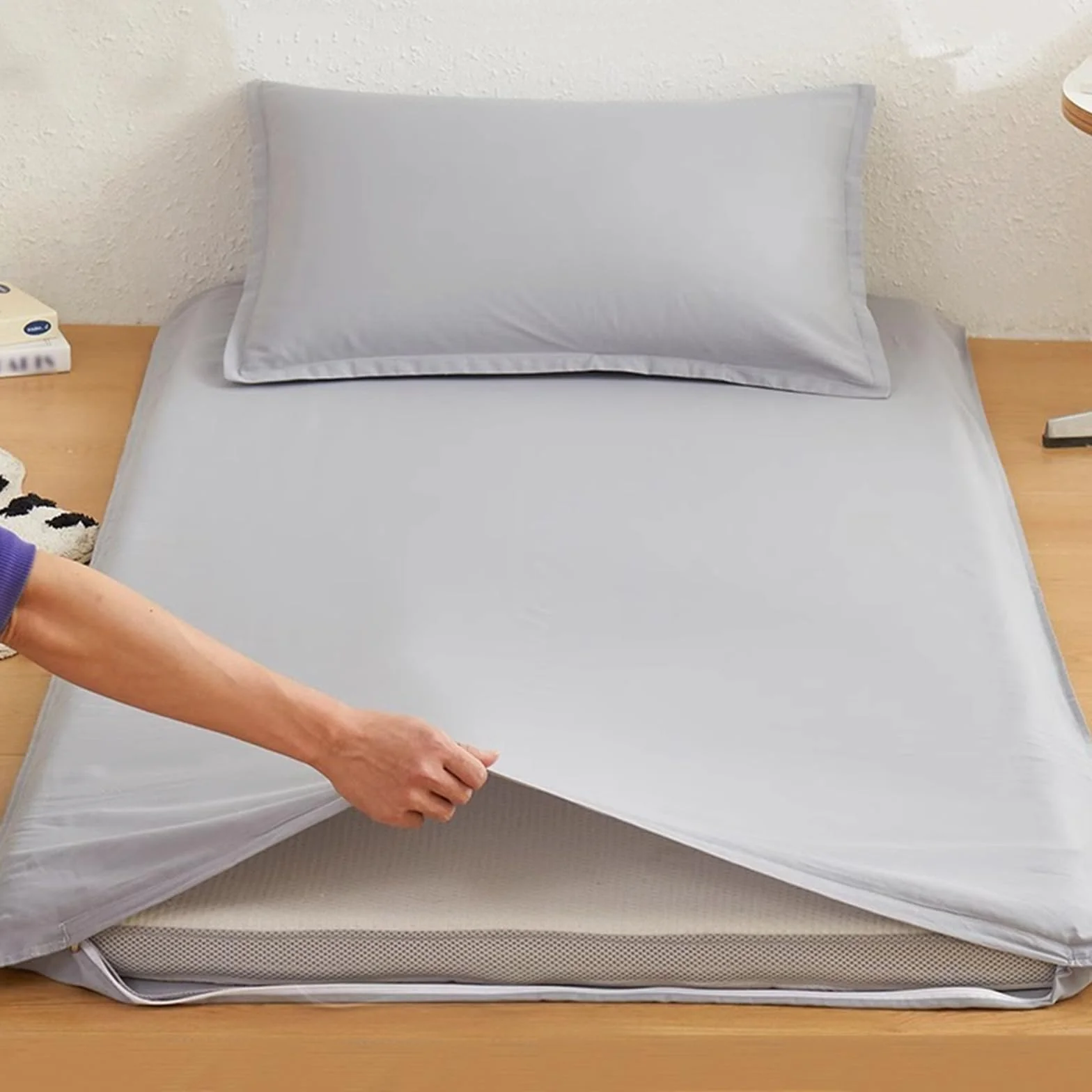 Algodón Fundas Colchón Futon con Cremallera, Grandes Cubierta de Colchón, Japonés Cubierta del Colchón Futon Lavable, Plegable Funda Protectora de Colchón Transpirable,D,80x190cm/31x75in