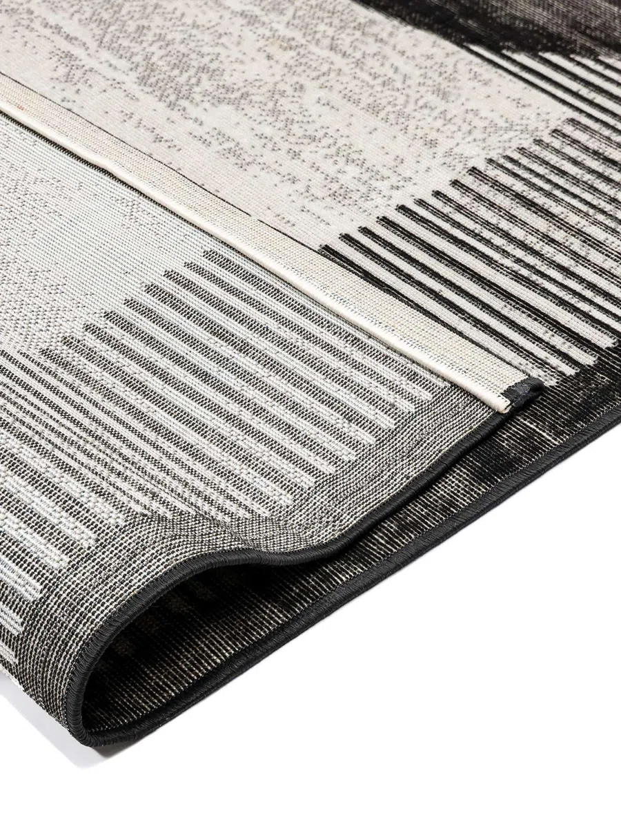 RugVista Deco Alfombra, 100 x 400 cm, Negro/Off Blanco | Modernas, Rectangular, Pelo corto, Limpieza en seco, Oeko-Tex 100