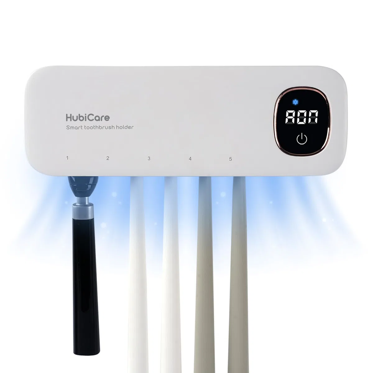 HubiCare - Limpiador de cepillos de dientes, función de secado, fácil de limpiar, 5 ranuras, montado en la pared/recargable