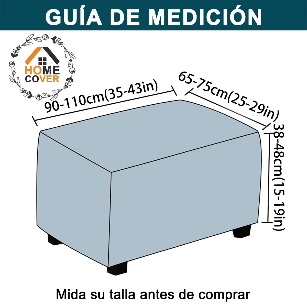 Funda Otomana Rectangular, Elasticidad Funda De Reposapiés Terciopelo Funda para Taburete Extraíble Antideslizante Funda De Puff con Parte Inferior Elástica-Gris Pardo-X-Large