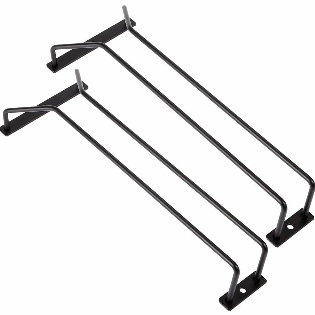 2 Soportes para Copas de Vino Debajo del Gabinete - Estante de Metal de 30,5 cm - Colgador de Almacenamiento para Copas