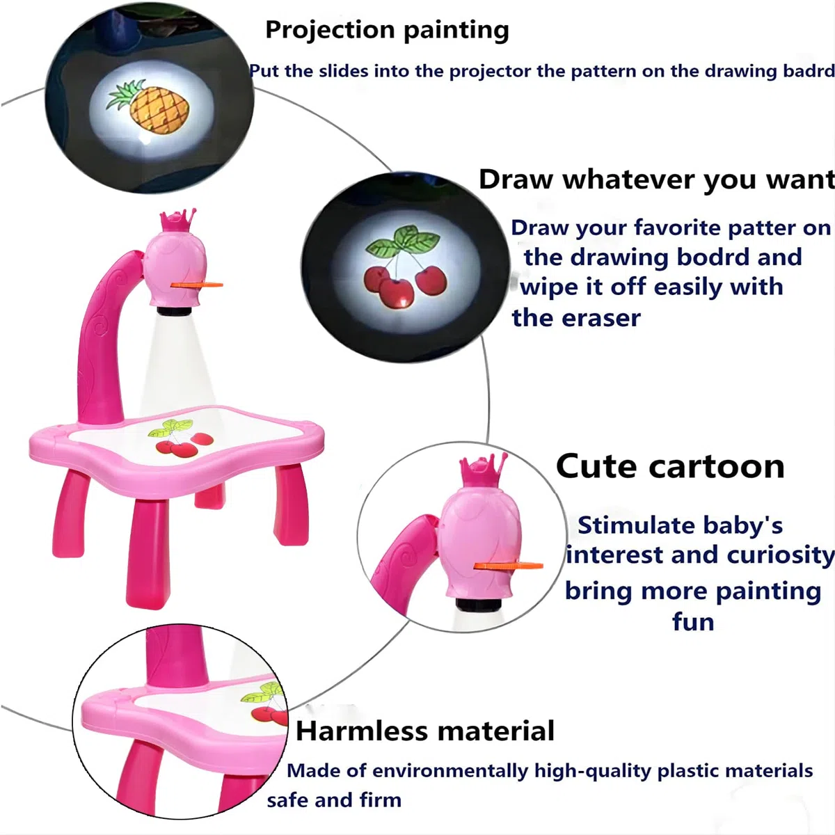 Juguete Mesa de proyectores de Dibujo, Panel de Proyección Dibujo para niños,Tablero Smart proyector Malset
