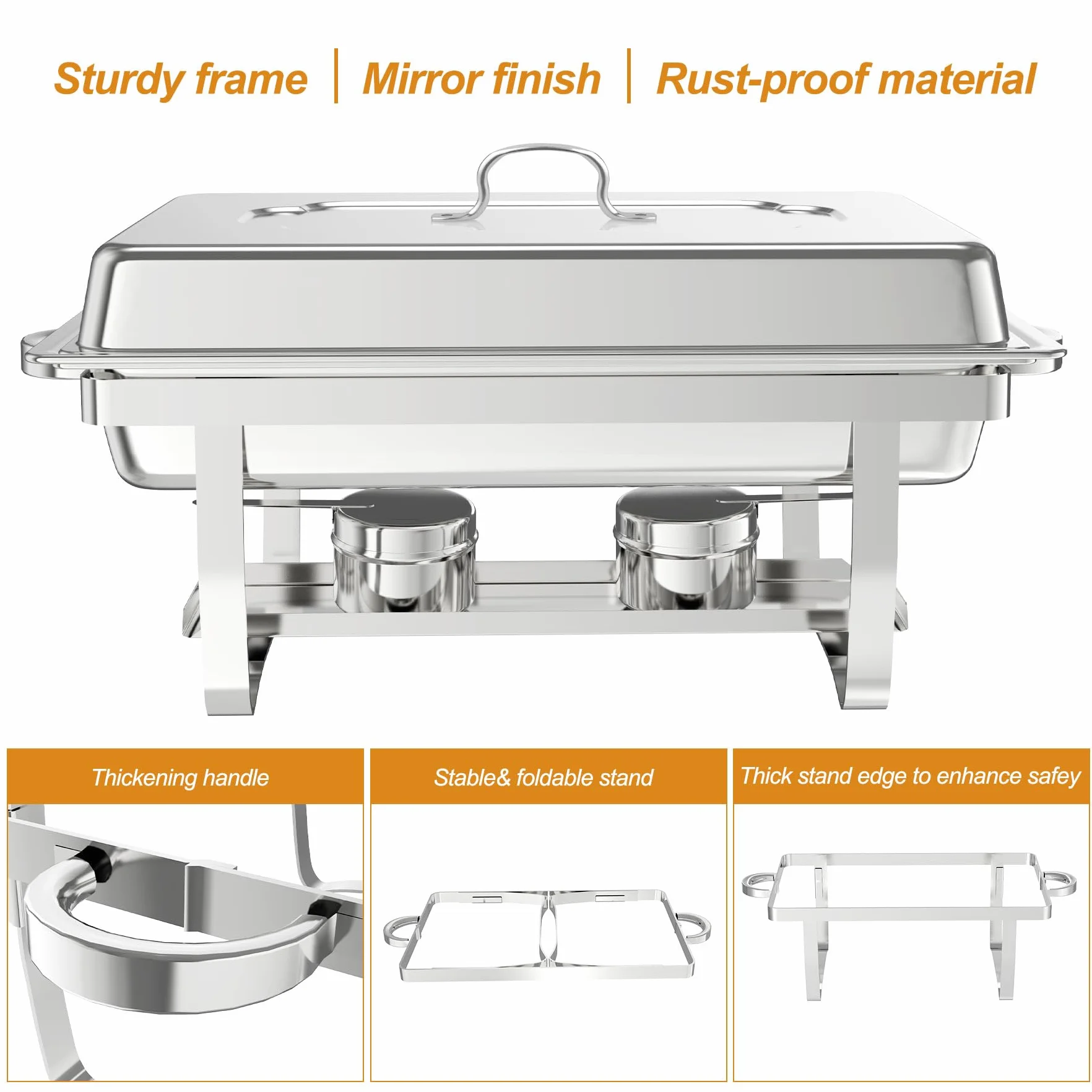 Juego de 2 Calentadores de Comida para Buffet, Chafing Dish, Calentador de Buffet de Acero Inoxidable, para Fiestas, Catering, Banquetes, para Catering, Eventos y Fiestas