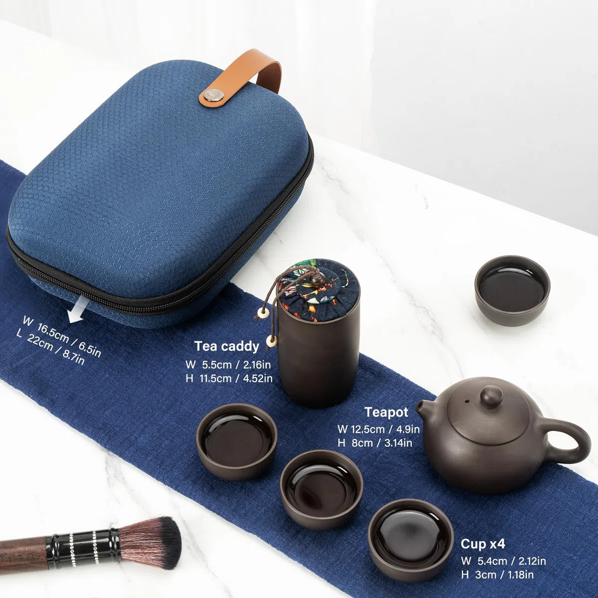 Juego de Té Chino Portátil Juego de Té Gongfu Kung Fu, Bolsa de Regalo Portátil Todo en Uno para Viajes, Regalos para El Hogar la Oficina y Actividades al Aire Libre
