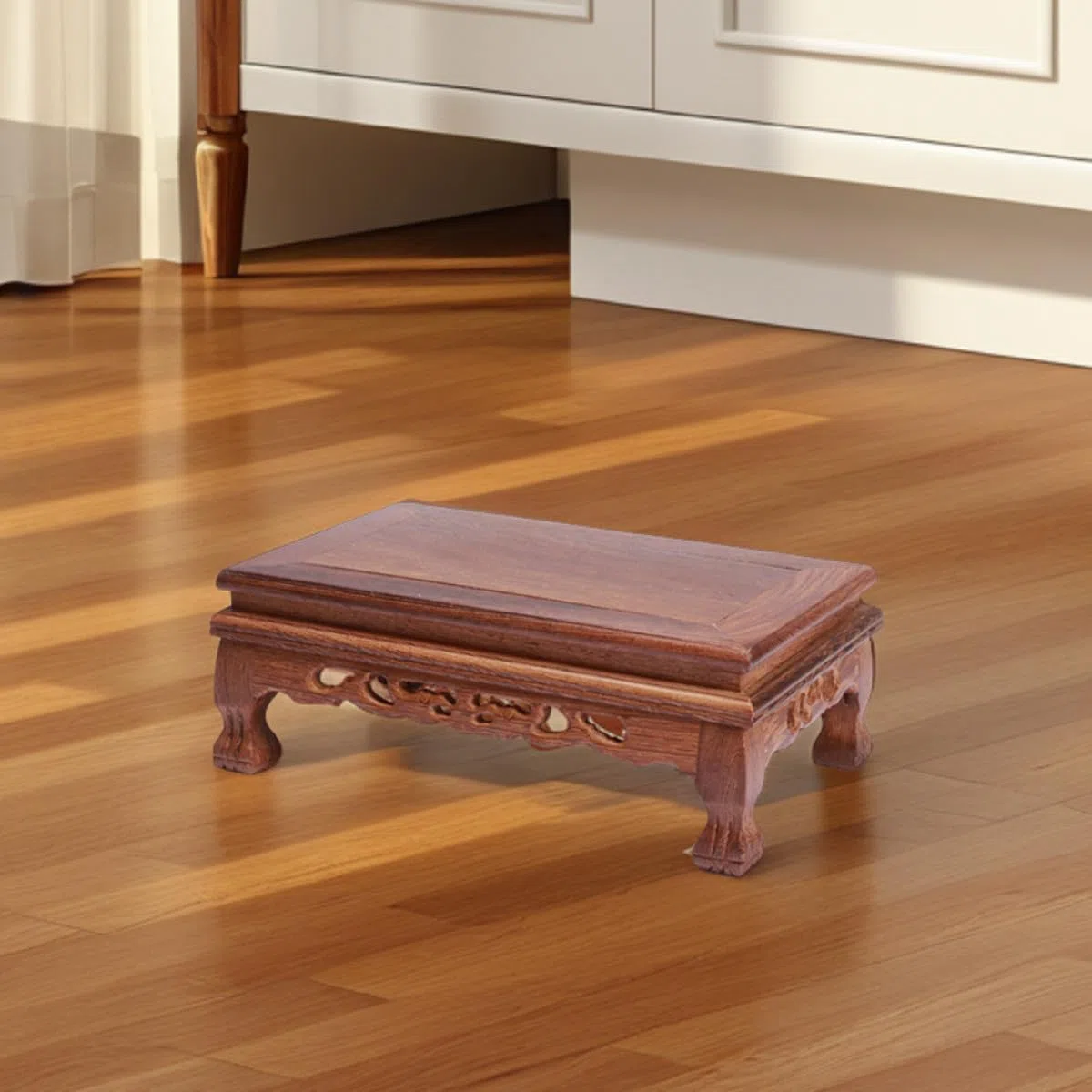 BESPORTBLE Soporte Rectangular de Madera de Chiquihuite 19.5x12.5x8 Cm para Plantas y Estatuas, Base Decorativa Artesanal para Jarrones y Exhibidor de Buda, Pedestal Estable para Hogar