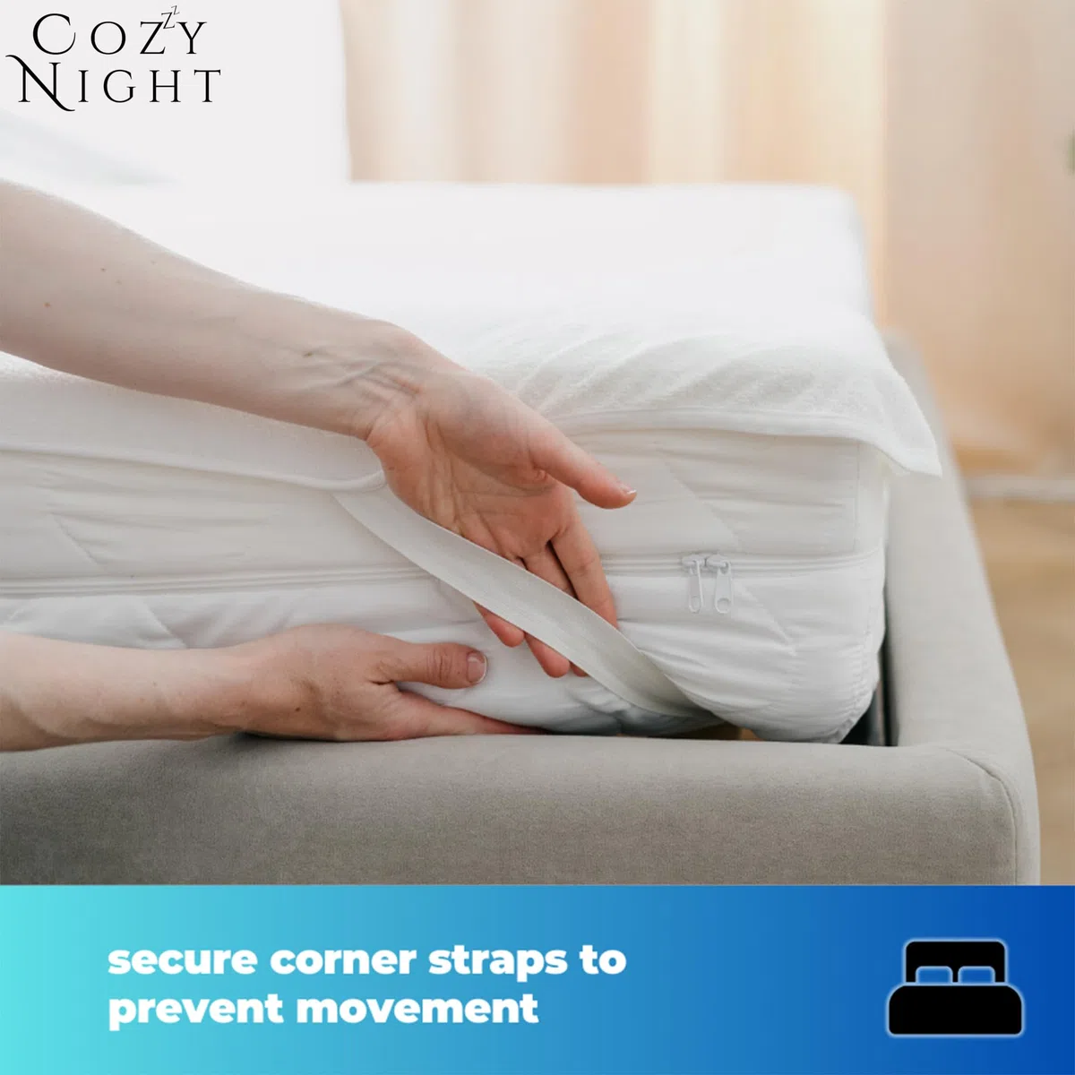 Cozy Night Manta eléctrica doble, tamaño 140 x 192 cm, funda de colchón ajustada y suave, correas de esquina de ajuste rápido, 3 niveles de calor, control dual de 70W y lavable a máquina