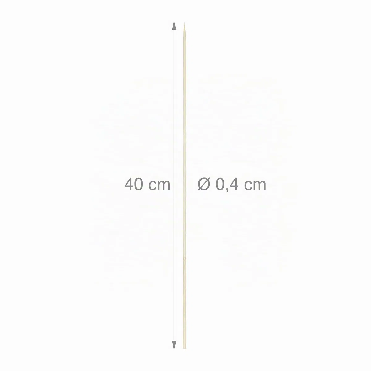 Relaxdays Pinchos de Madera, Set 300, Palillos Largos, 40 cm, Palos de Bambú para Pinchos, Ø 4 mm, marrón Natural