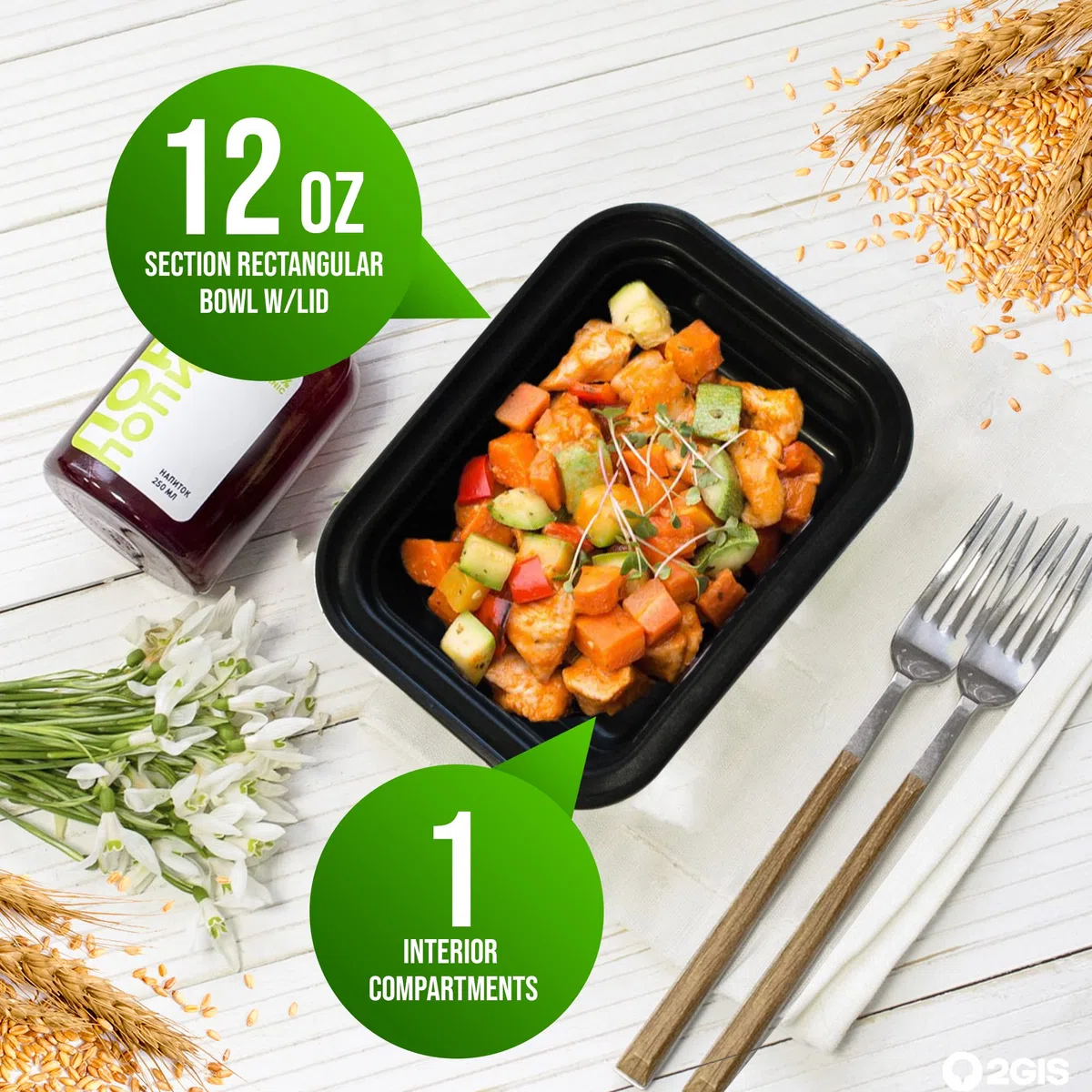 Paquete de 50 recipientes de 12 onzas con tapa hermética, apto para congelador, microondas y lavavajillas, apilable, sin BPA, contenedor de almacenamiento de comidas (negro)