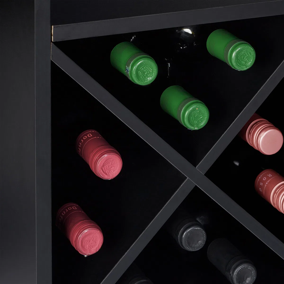 Relaxdays Botellero Grande para 22 Botellas Vino, Mueble Bar, De Pie, Tablero Aglomerado, 1 Ud., 96x63x35 cm, Negro