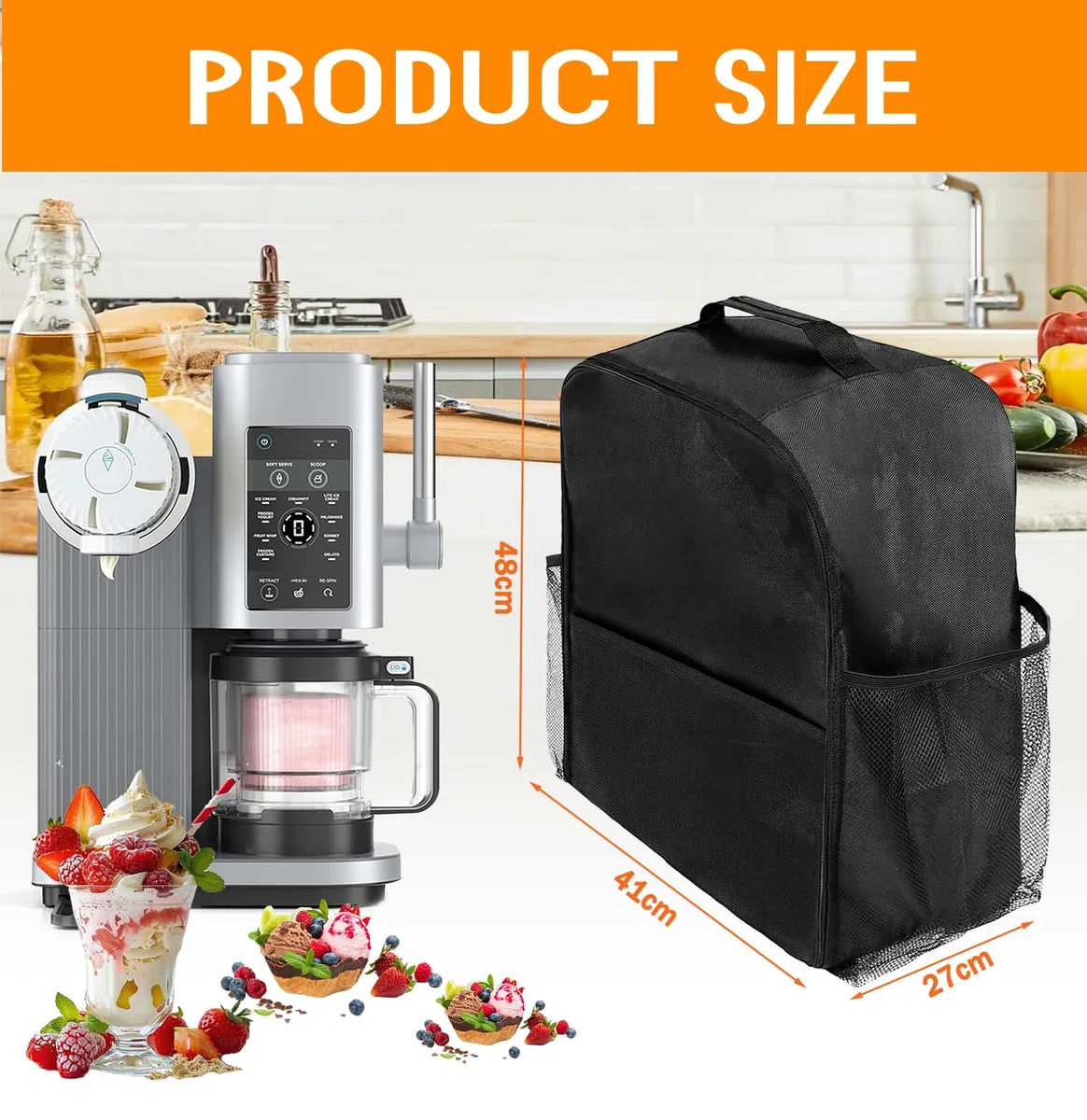 Bolsa de almacenamiento para máquina de hielo Ninja Creami Swirl NC701EU, funda protectora antipolvo ligera y plegable para accesorios Ninja Swirl