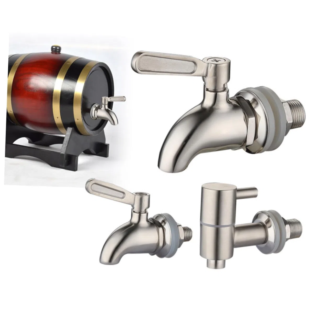 Cabilock Grifo para Barril de Vino Metálico de 12mm, Acero Inoxidable 304, Resistente Corrosión y Desgaste, Válido para Hogar y Negocio, Instalación Sencilla y Mantenimiento Fácil