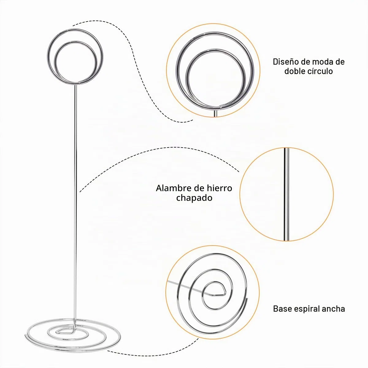 12 Piezas Soportes para Números de Mesa para Bodas (Plata) 22cm Soportes para Tarjetas de Nombre de Foto, Soporte para Tarjetas Memo de Lugar para Fiestas, Titular de Número Foto Notas