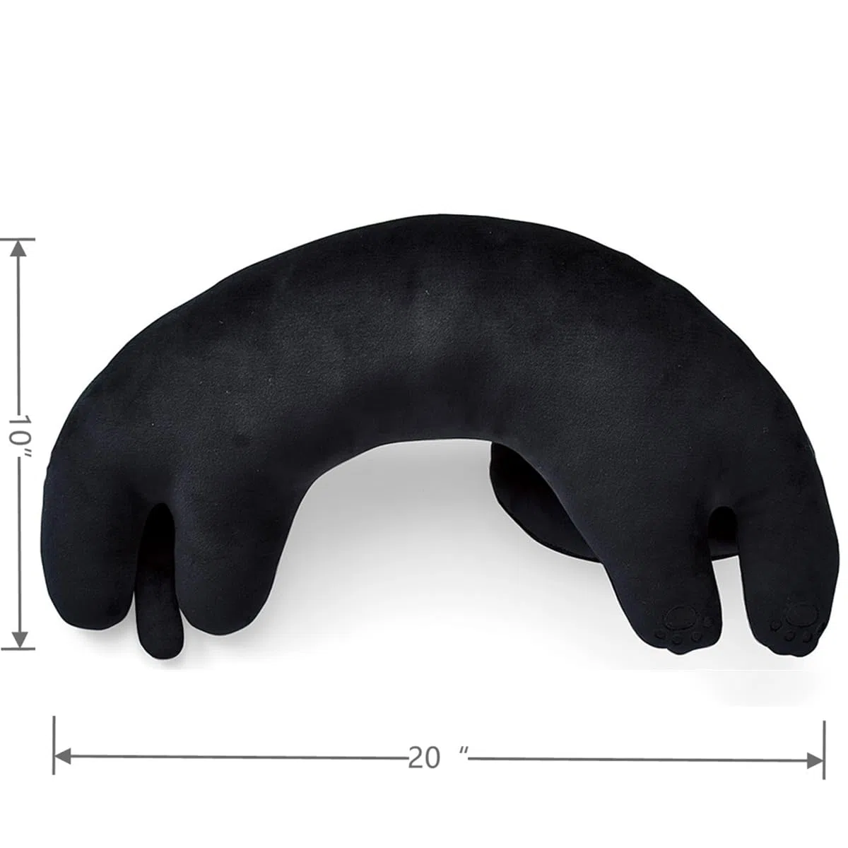 Furvana Almohada de Felpa de Gato en Forma de U, Lindos Peluches, 20 Pulgadas, Animal de Peluche ultrasuave, Regalo de cumpleaños (Negro)