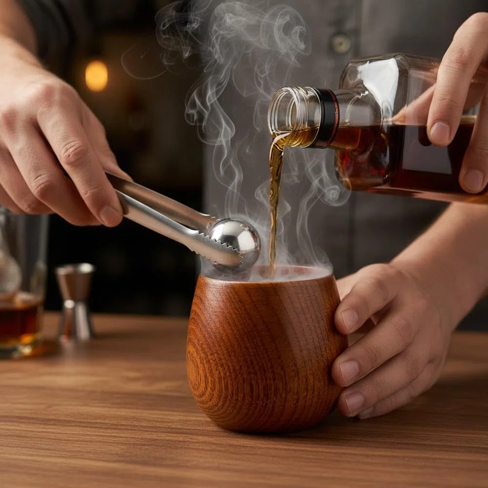 Juego de 2 vasos de whisky de madera carbonizada, vidrio carbonizado antiguo con 2 piedras de acero inoxidable y clip, regalos únicos hechos a mano para hombres, papá, aniversario, 8.8 onzas