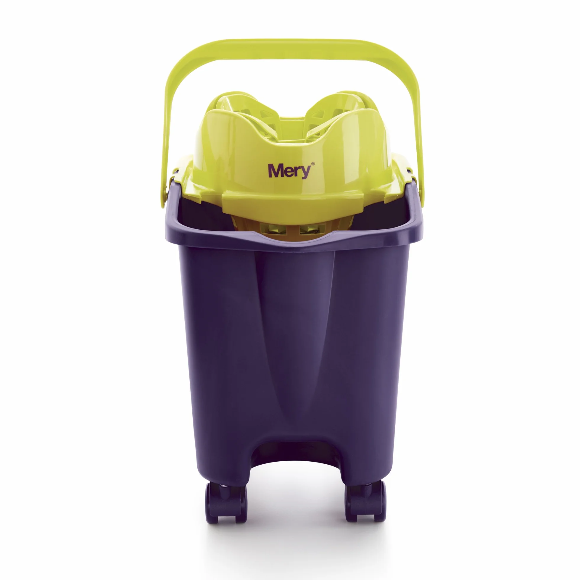 Mery | Set Cubo y Fregona Microfibra Super Absorbente | Cubo Escurridor Automático y Ruedas 360º | Cabezal Fregona Extragrande | No deja Ratro | Morado | 14L | Medidas :38,2 x 25,5 x 39,5 cm