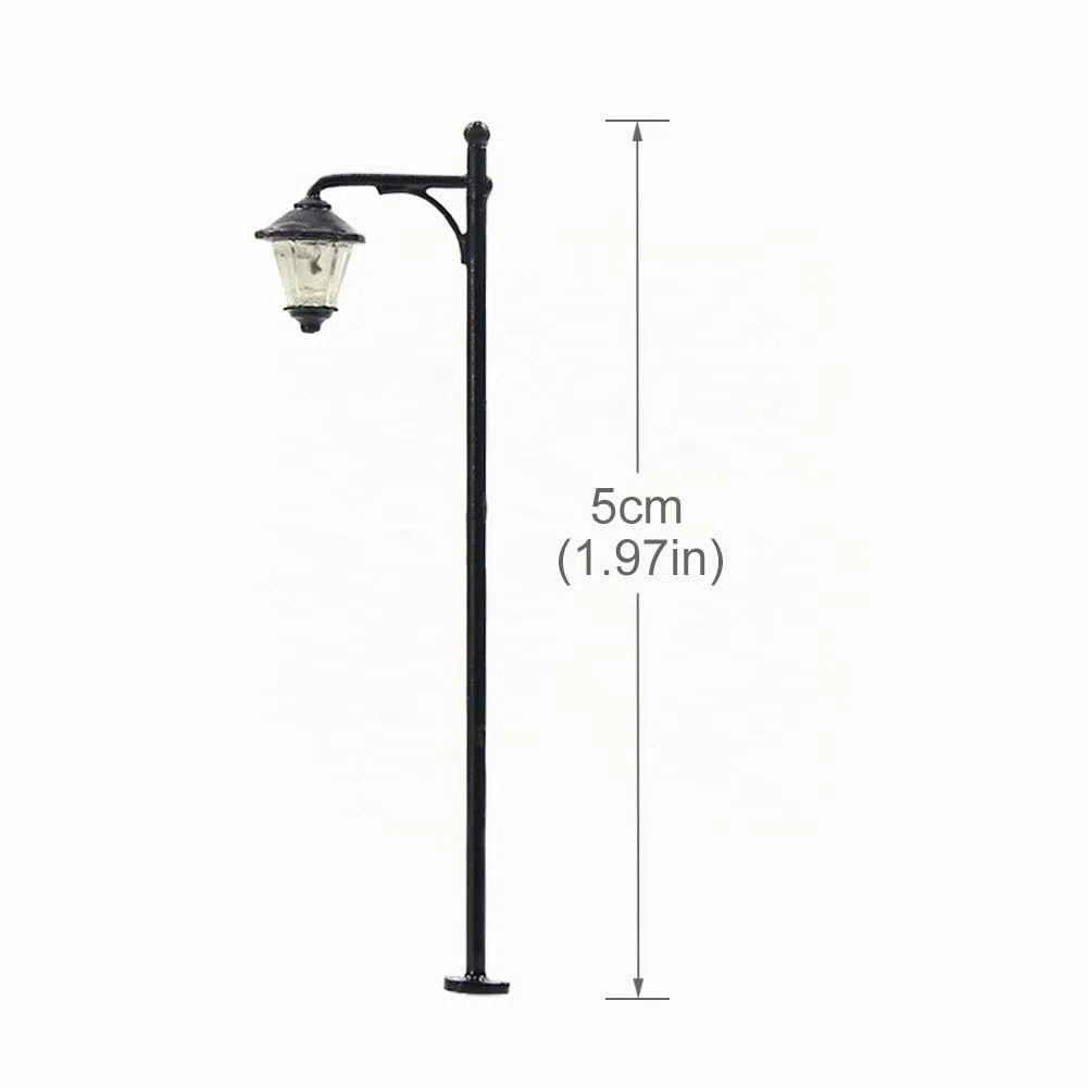 Evemodel 10 Piezas modelismo ferroviario Escala N Farolas de Luces de Calle de Cabeza única Leds Nuevos Miniatura Blanco cálido