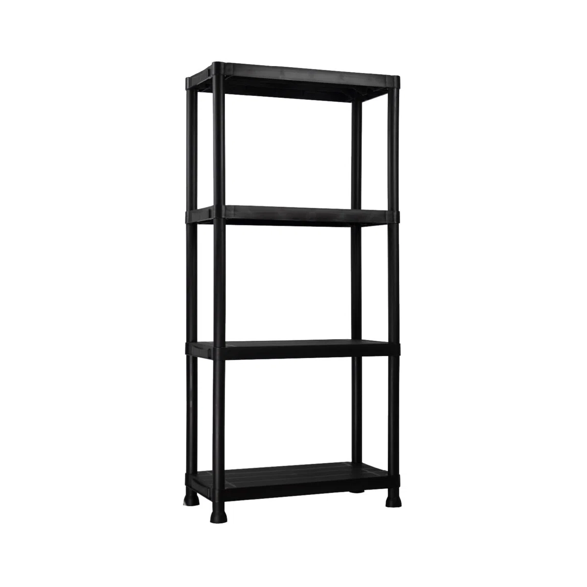 THINIA HOME - Estantería Almacenaje, Polipropileno PP, Multiusos, Hogar, Trastero, Domitorio y Cocina, 4 Baldas, Carga Máxima 100Kg, 61x31x131cm (Largo x Ancho x Alto), Color Negro