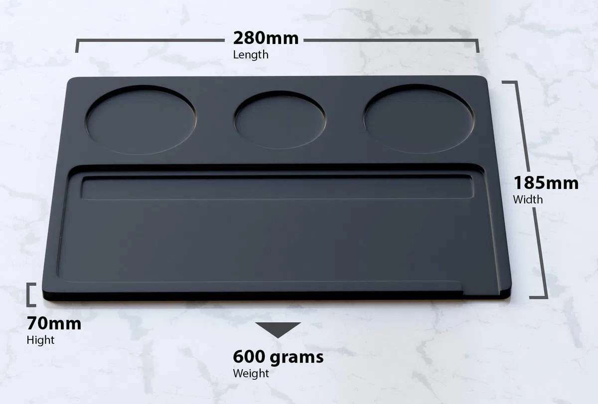 Rolling Tray Premium - Bandeja giratoria de aluminio para aviones, 28 x 18,5 cm, 600 gramos, bandeja mezcladora (negro)