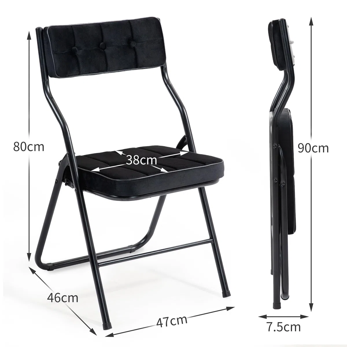Homgoday Silla Plegable con Asiento y Respaldo Acolchados - Pack de 2 para Comedor y Exterior