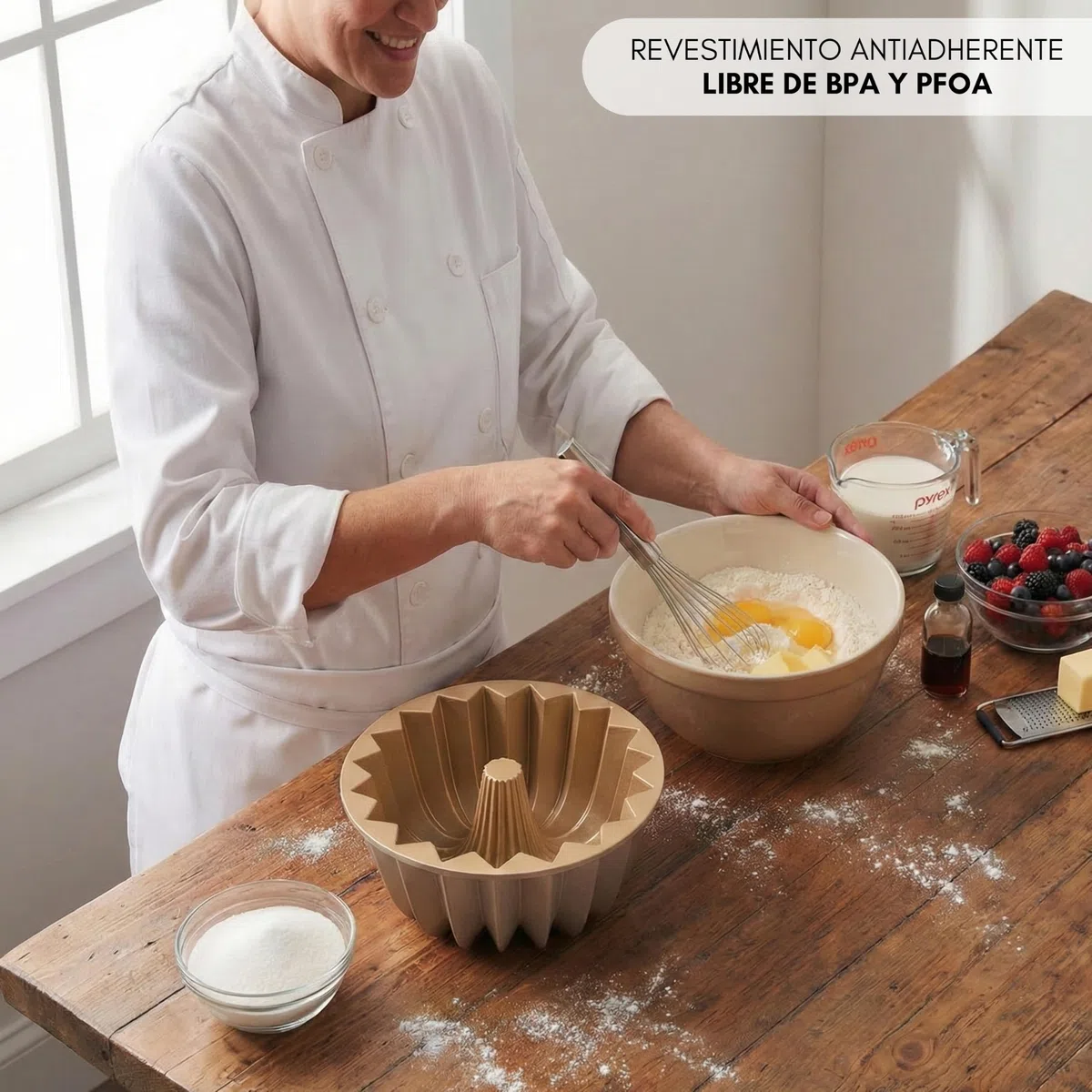 Erreke Molde para Bizcocho con Doble Capa Antiadherente, Gleam | Aluminio Fundido Resistente. Savarín Cocción Uniforme. Para Repostería. Flan. Pudín. Gelatina. Para Repostería Casera