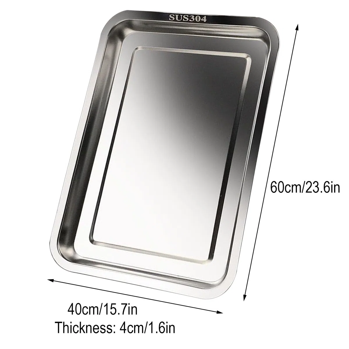 Bandeja Horno Acero Inoxidable 304, Bandeja para Hornear Alimentos, Resistente A Altas Temperaturas, Apta para Horno(60x40x2cm/23.6x15.7x0.8in)
