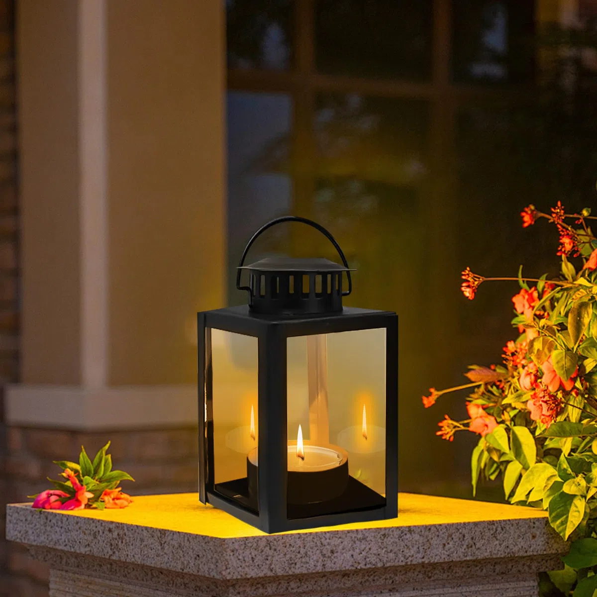 4 farolillos para exteriores, 6 x 10,1 cm, para exteriores, farolillos para velas, farolillos de jardín, farolillos de jardín para portavelas de té, farolillos pequeños de metal para mesa de café