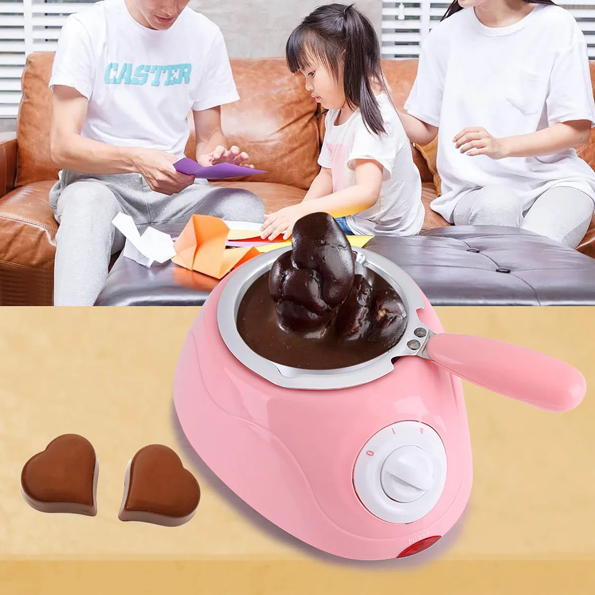 Olla Para Derretir Chocolate Eléctrica, derretidora de chocolate eléctrica, olla para derretir dulces para tienda en casa fondue de chocolate (Rosa)