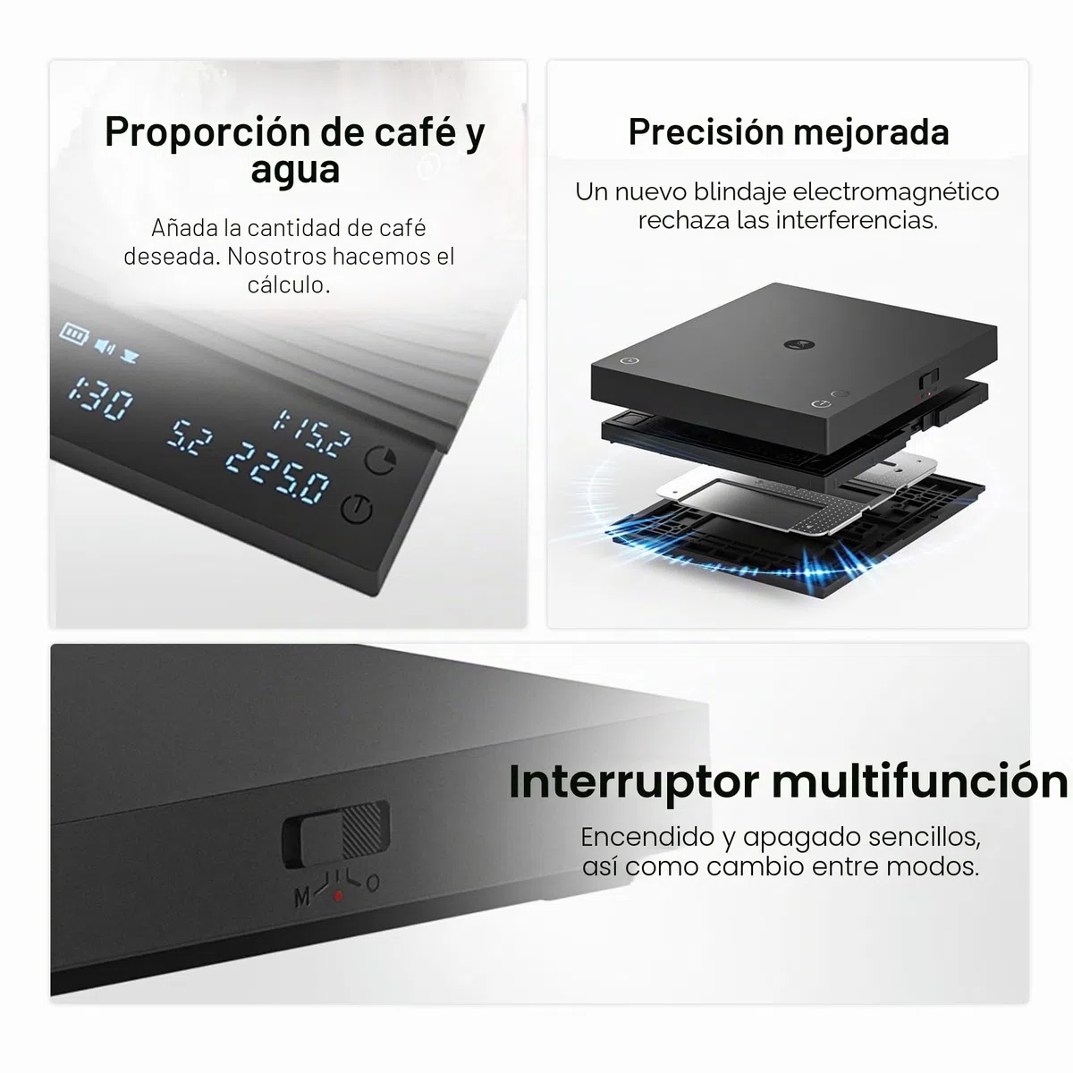 TIMEMORE Báscula de café Basic 3.0 con temporizador y relación/caudal, onz/kg conmutable, digital, para espresso y pour-over, color negro