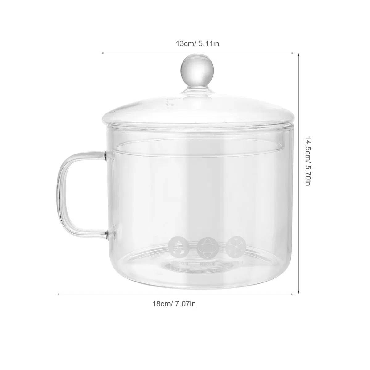 Angoily Olla De Vidrio Para Cocinar a Fuego Lento 7.08X5.70X5.11In Con Tapa Y Mango Ergonómico Para Pasta Sopa Y Fideos Instantáneos En Hogar Y Restaurante