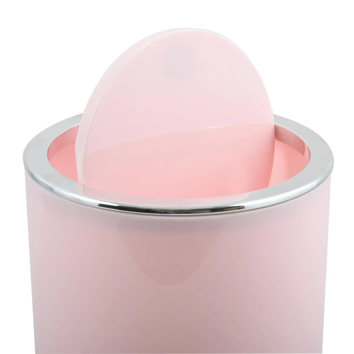 MSV - Papelera de baño Aspen - Pedal y tapa basculante - 6 L - Ø18,5 x 26 cm - Rosa claro - Diseño elegante - Ideal para baño, oficina y cocina