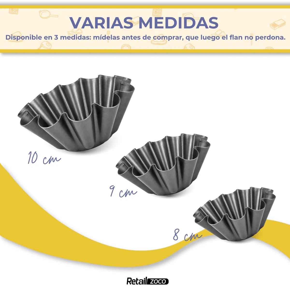 Flaneras Individuales, Molde para flan Molde Repostería, Antiadherente, Acero Inoxidable, Ideal para Flan, Postres, Salsa, Repostería y Cocción al Baño María, 14 cm Diámetro x 7 cm alto, 12 unidades