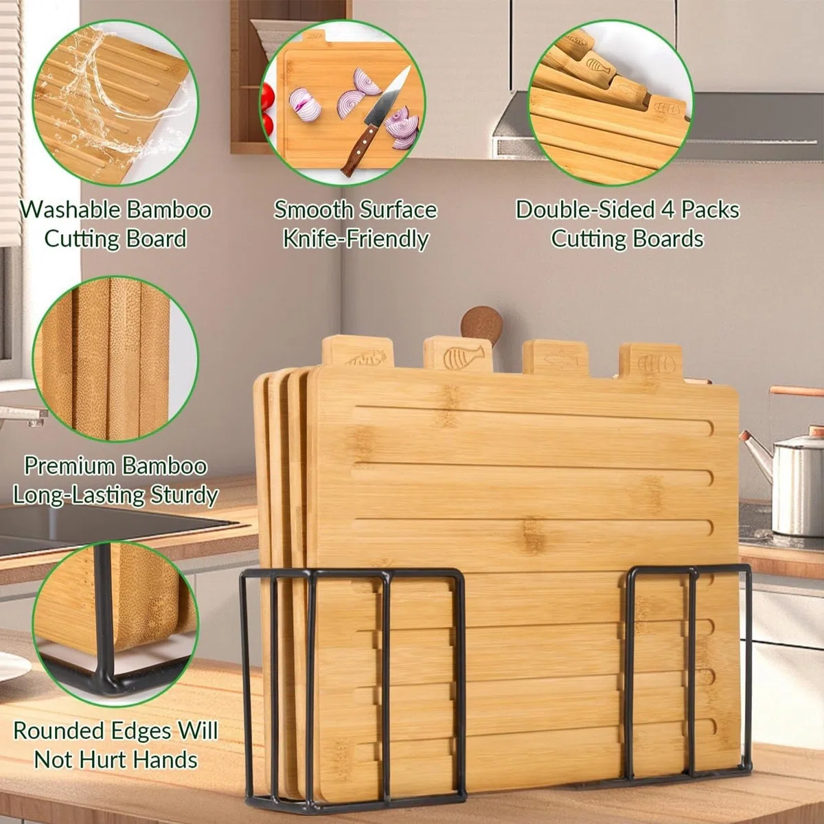 Tabla De Cortar Carne Suministros De Preparación De Comidas Incluye | Juego de Tablas de Madera para Picar Comida Para Familia Hogar Restaurante Café Apartamento Cocina