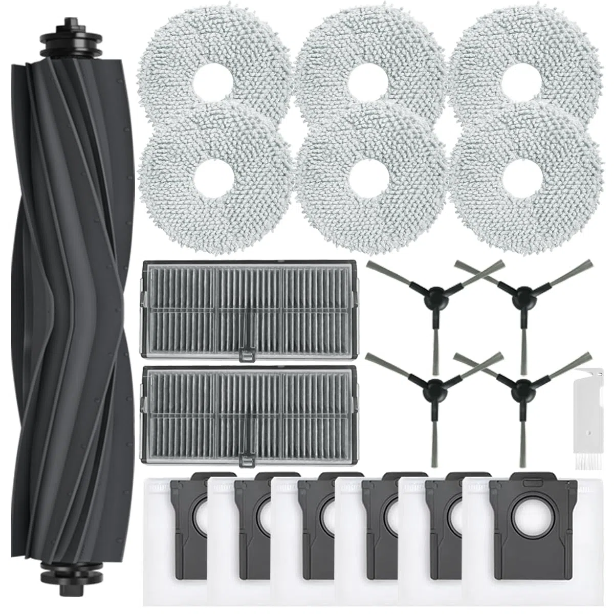 Accesorios para Dreame L10s Pro Ultra Heat/ L10s Ultra Gen 2/ L40 Ultra AE/ X30 Ultra/Mova E30 Ultra, Recambios 1 Cepillo Principales, 6 Bolsas de Polvo, 6 Paños Mopa, 2 Filtros, 4 Cepillos Laterales