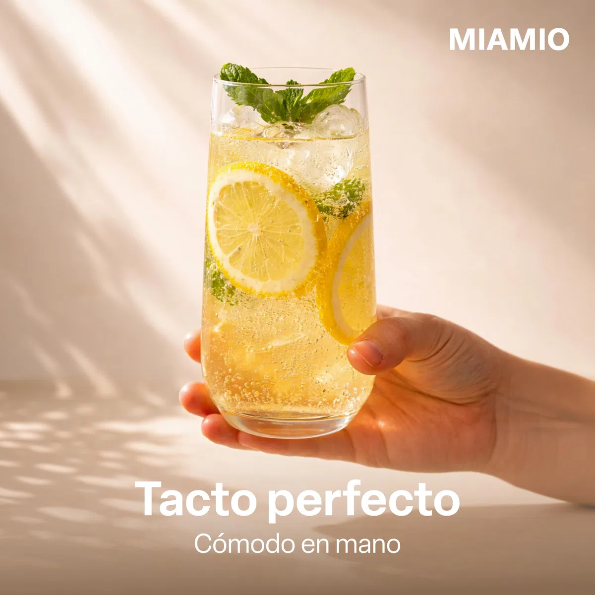 MIAMIO - Juego de Vasos de Cristal 6 Piezas 460 ml, Vasos Altos, Vasos de Agua, Cristalería para Cocina, Vasos de Vidrio Uso Diario - Apto para Lavavajillas - Colección Riva