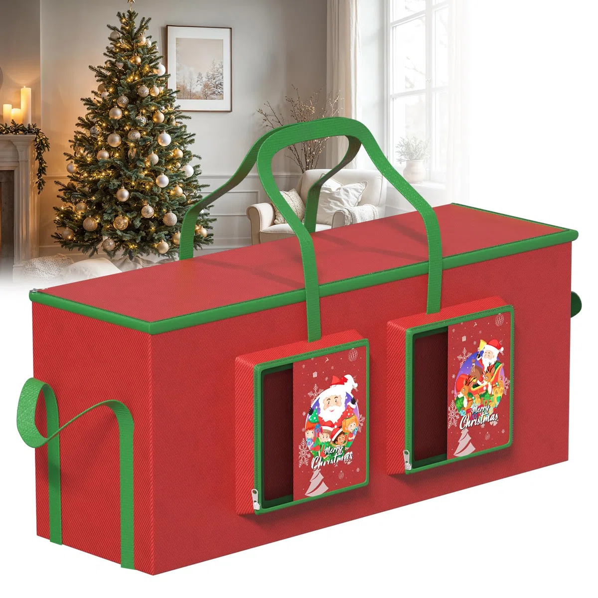 BrigthArk 210CM Bolsa de Almacenamiento para árbol de Navidad, Fabricada en Oxford 600D Impermeable, Adecuado para árboles de Navidad extraíbles de 210cm, con Cremallera y Asas de Transporte